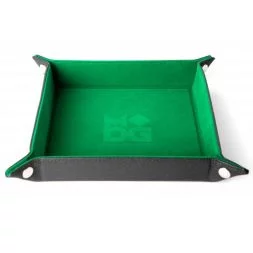 Velvet Folding Dice Tray (Green) with Leather Backing