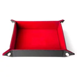 Velvet Folding Dice Tray (Red) with Leather Backing