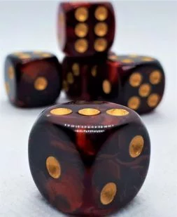 Dice Set D6 Two Toned: Red/Black+Gold (12x)