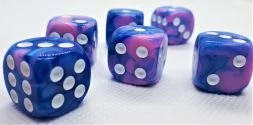 Dice Set D6 Two Toned: Blue/Pink+White (12x)
