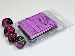 Dice Set Gemini Black-Purple/Gold D10 (10x)