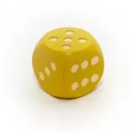 Dřevěná hrací kostka žlutá (zlaté tečky)